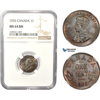 AD946, Canada, George V, 1 Cent 1925, NGC MS64BN