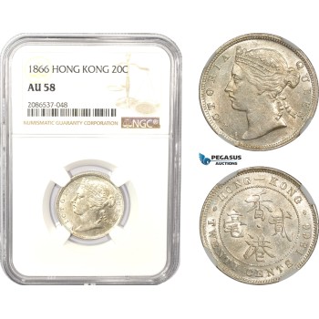 AD964, Hong Kong, Victoria, 20 Cents 1866, Silver, NGC AU58