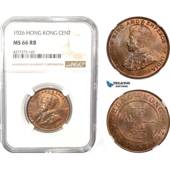 AD965, Hong Kong, George V, 1 Cent 1926, NGC MS66RB
