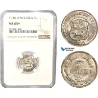 AD997, Venezuela, 5 Centimos 1936, NGC MS65+