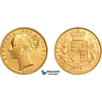AE025, Great Britain, Victoria, 1 Sovereign 1860, London, Gold, XF-AU