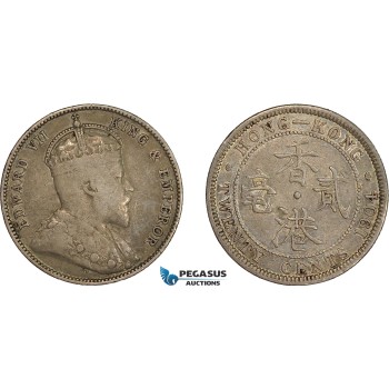 AE033, Hong Kong, Edward VII, 20 Cents 1904, London, Silver, Toned aVF