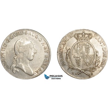 AE039, Italy, Lombardy, Joseph II, Scudo (6 Lire) 1784 LB, Milan, Silver (23.12g) Cleaned XF