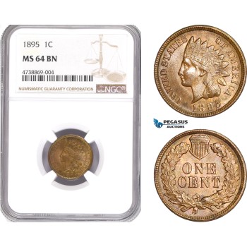 AE194, United States, Indian Head Cent 1895, Philadelphia, NGC MS64BN