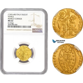AE218, Italy, Venice, Marco Corner, Ducat ND (1365-68) Gold (3.53g) NGC MS62