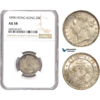 AE259, Hong Kong, Victoria, 20 Cents 1898, Silver, NGC AU58