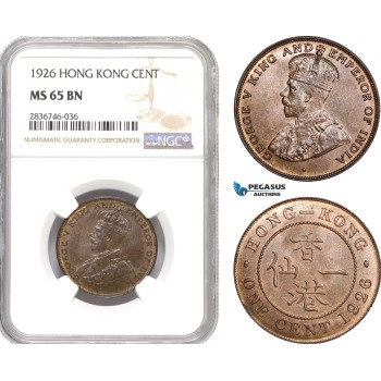 AE260, Hong Kong, George V, 1 Cent 1926, NGC MS65BN