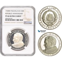 AE290, Yugoslavia, 50 Dinara 1968-NI, Silver (Republic Anniversary) NGC PF66UC
