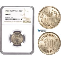 AE334, Romania, Carol I, 10 Bani 1900, Brussels, NGC MS64
