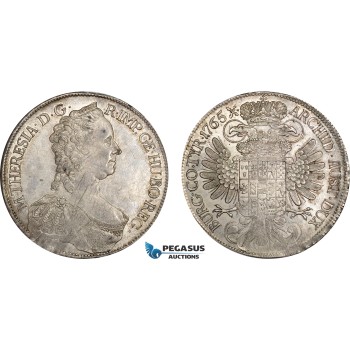 AE348, Austria, Maria Theresia, Taler 1765, Vienna, Silver (28.13g) Lustrous, Minor Adjustment marks, XF-UNC