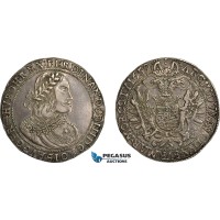 AE367, Hungary, Ferdinand III, Taler 1659 KB, Kremnitz, Silver (28.66g) Toned XF