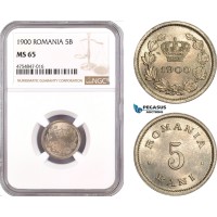 AE559, Romania, Carol I, 5 Bani 1900, Brussels, NGC MS65