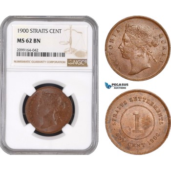 AE575, Straits Settlements, Victoria, 1 Cent 1900, NGC MS62
