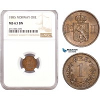AE603, Norway, Oscar II, 1 Øre 1885, Kongsberg, NGC MS63BN AE603, Norway, Oscar II, 1 Øre 1885, Kongsberg, NGC MS63BN