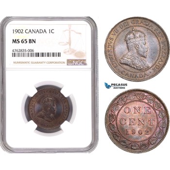 AE618, Canada, Edward VII, 1 Cent 1902, NGC MS65BN
