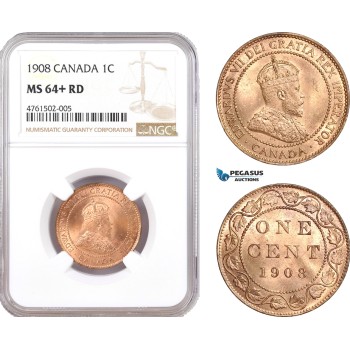 AE619, Canada, Edward VII, 1 Cent 1908, NGC MS64+ RD