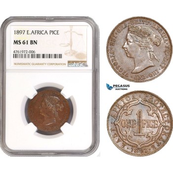 AE632-R, East Africa, Victoria, 1 Pice 1897, NGC MS61BN