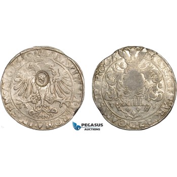 AE744, Netherlands, Holland, Taler 1569, Silver (29.17g) Countermarked Lion on Belgium Cambrai Taler, VF, Rare!