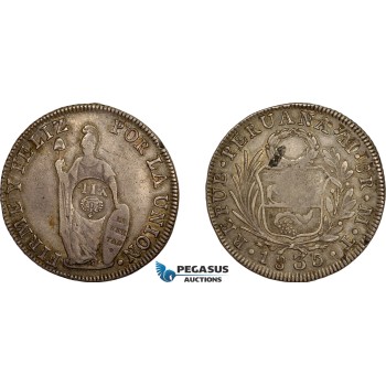 AE752, Philippines, Isabel, 8 Reales 1835 MM, Silver, Countermark Y.II. on Peru 8 Reales, Toned VF-XF