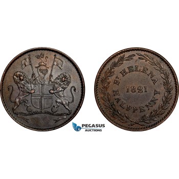AE765, Saint Helena, Half Penny Token 1821, AU