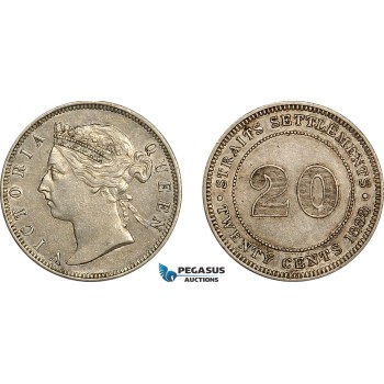 AE768, Straits Settlements, Victoria, 20 Cents 1888, Silver, XF