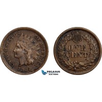AE773, United States, Indian Head Cent 1864, Philadelphia,  "L" on ribbon, aXF