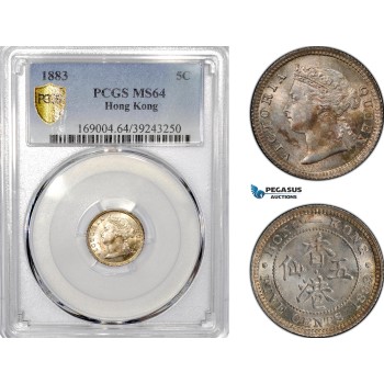 AE787, Hong Kong, Victoria, 5 Cents 1883, Silver, PCGS MS64