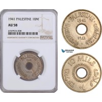 AE884, Palestine, 10 Mils 1941, London, NGC AU58
