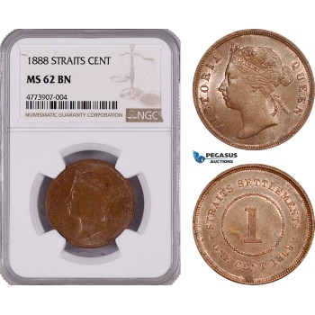 AE904, Straits Settlements, Victoria, 1 Cent 1888, NGC MS62BN