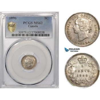 AE945, Canada, Victoria, 5 Cents 1896, London, Silver, PCGS MS62