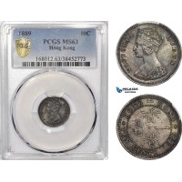 AE961, Hong Kong, Victoria, 10 Cents 1889, Silver, PCGS MS63 AE961, Hong Kong, Victoria, 10 Cents 1889, Silver, PCGS MS63