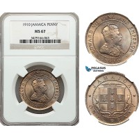 AE964, Jamaica, Edward VII, Penny 1910, London, NGC MS67, Top Pop! AE964, Jamaica, Edward VII, Penny 1910, London, NGC MS67, Top Pop!