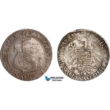 AE997, Austria, Ferdinand I, Taler ND (1521-64) Vienna, Silver (28.30g) Dav. 8010, Toned AU, Double struck!