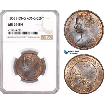 AF106, Hong Kong, Victoria, 1 Cent 1863, NGC MS65BN