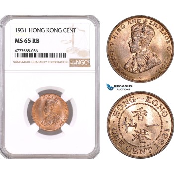 AF110, Hong Kong, George V, 1 Cent 1931, NGC MS65RB