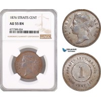 AF151, Straits Settlements, Victoria, 1 Cent 1876, NGC AU55BN