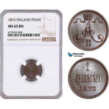 AF176, Finland, Alexander II. of Russia, 1 Penni 1873, NGC MS65BN