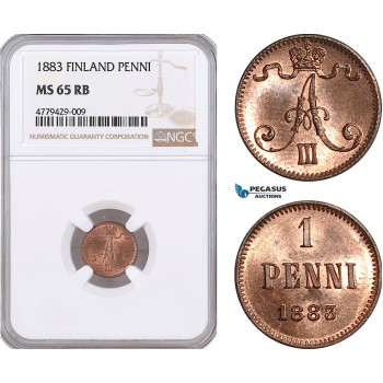 AF177, Finland, Alexander III. of Russia, 1 Penni 1883, NGC MS65RB