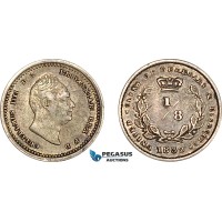 AF223, Essequibo & Demerary, William IV, 1/8 Guilder 1832, Silver, XF-AU AF223, Essequibo & Demerary, William IV, 1/8 Guilder 1832, Silver, XF-AU