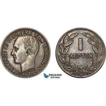 AF230, Greece, George I, 1 Lepton 1870-BB, Strasbourg, XF-AU