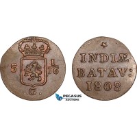 AF234, Netherlands East Indies, Batavian Rep., 1 Duit 1808, Some luster, AU