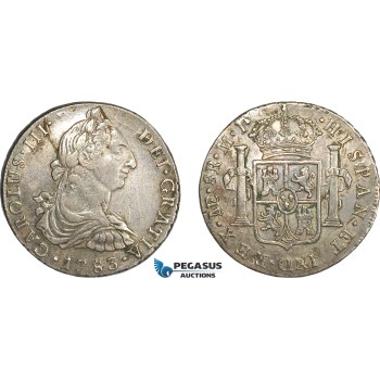 AF239, Peru, Charles III, 8 Reales 1783 LIMAE MI, Lima, Silver, Toned VF+