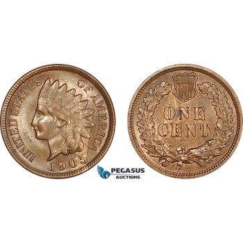 AF259, United States, Indian Cent 1905, Philadelphia, Brown UNC