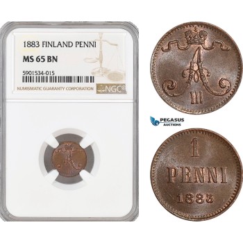 AF435, Finland, Alexander III. of Russia, 1 Penni 1883, NGC MS65BN