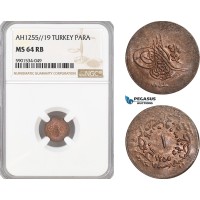 AF458, Ottoman Empire, Turkey, Abdul Mejid, 1 Para 1255/16, NGC MS64BN, Pop 4/0