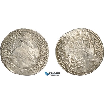 AF498, Denmark, Christian IV, 1 Mark 1613, Copenhagen, Silver (8.16g) aXF