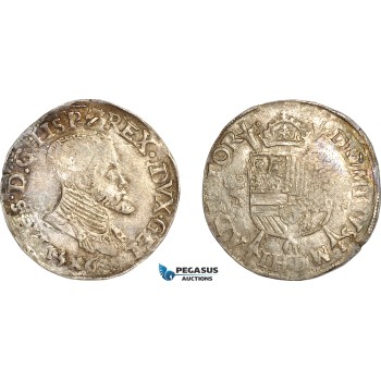 AF542, Spanish Netherlands, Gelderland, Philip II, 1/5 philipsdaalder 1563, Silver (6.82g) Toned AU