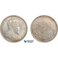 AF543, Straits Settlements, Edward VII, Dollar 1904-B, Bombay, Silver, Cleaned AU