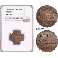 AF583, Netherlands, Utrecht, 1 Duit 1786, NGC MS65BN AF583, Netherlands, Utrecht, 1 Duit 1786, NGC MS65BN