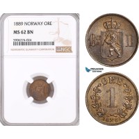 AF617, Norway, Oscar II, 1 Øre 1889, Kongsberg, NGC MS62BN AF617, Norway, Oscar II, 1 Øre 1889, Kongsberg, NGC MS62BN